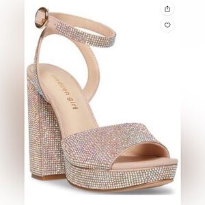 Madden Girl Women's Summit-R Rhinestone Platform Dress Sandal Blush Multi
